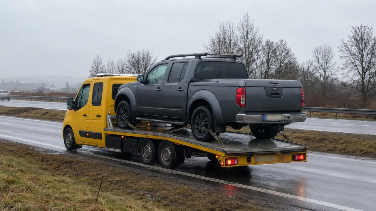 Pickup na lawecie – wyciąganie auta z rowu w Legionowie